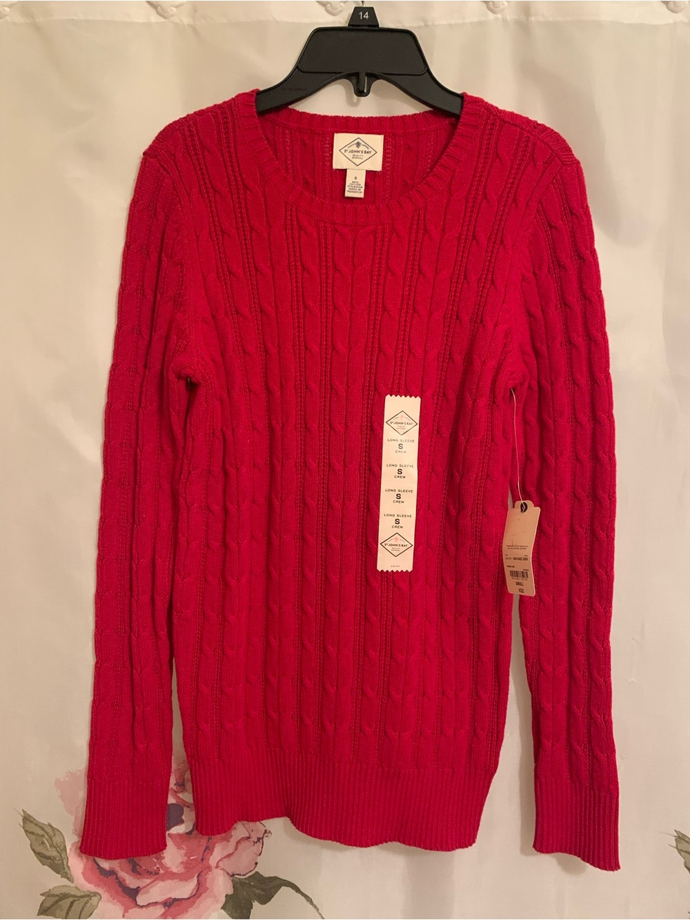 St. John's Bay Red Cable Knit Crewneck Sweater
